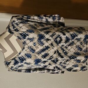 Tahari Blue and Gray Patterned Blouse